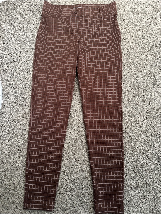 Betabrand Pants - Betabrand Slim Fit Brown Grid pull on Pants size M long